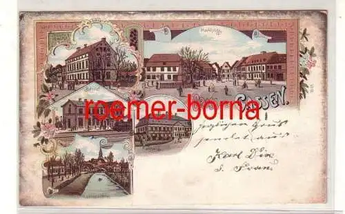 77390 Ak Lithografie Gruss aus Gassen Jasien Bahnhof usw. 1899