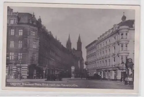 78160 Foto Ak Liegnitz Breslauer Platz Blick nach der Frauenkirche um 1950