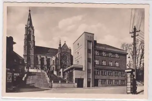 68896 AK Orlau-Olsaland Oberschlesien - Kirche und Geschäft um 1930