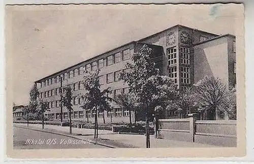 64113 Ak Nikolai Oberschlesien Volksschule 1944