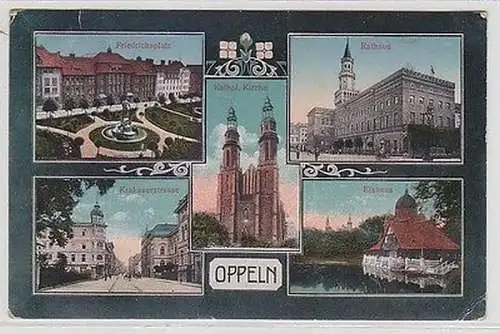 64715 Mehrbild Ak Oppeln Friedrichplatz, Krakauerstraße usw. 1922