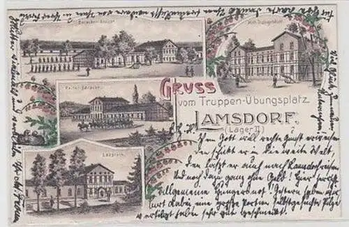 59200 Ak Gruß vom Truppen-Übungsplatz Lamsdorf (Lager II) 1908