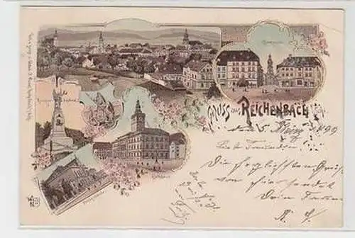 58347 Ak Lithographie Gruß aus Reichenbach in Schlesien 1899