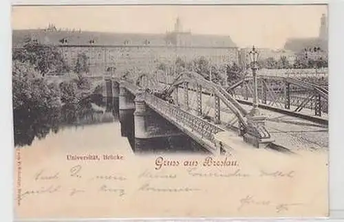 58200 Ak Gruß aus Breslau in Schlesien Universität und Brücke 1898