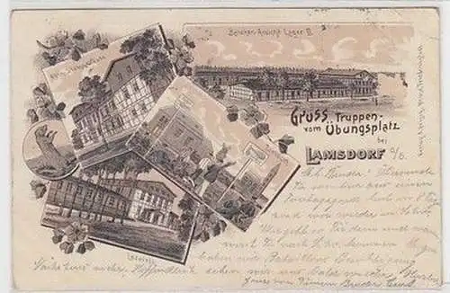 58970 Ak Lithographie Gruß vom Truppenübungsplatz bei Lamsdorf Oberschlesien1902