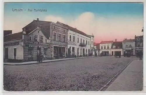 55851 Feldpost Ak Lessen in Schlesien am Marktplatz 1913