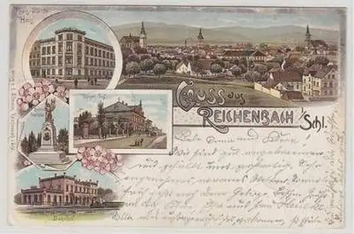 51704 Ak Lithographie Gruß aus Reichenbach in Schlesien 1904