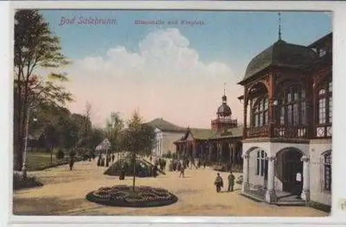 50146 Ak Bad Salzbrunn Elisenhalle und Kurplatz um 1910