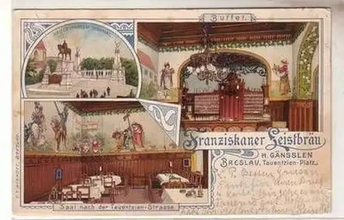 51197 Ak Lithographie Breslau Franziskaner Leistbräu 1901