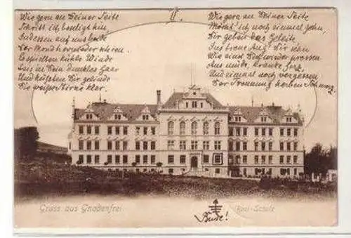 47754 Ak Gruß aus Gnadenfrei Real Schule 1900