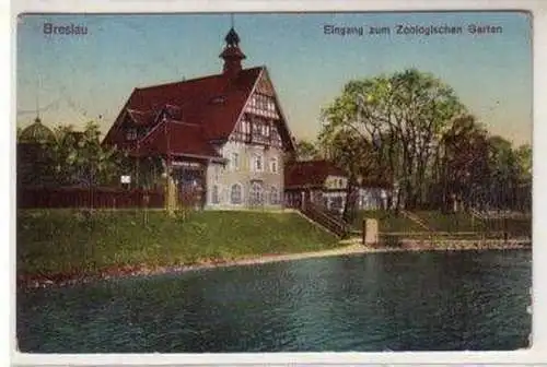 41012 Ak Breslau Eingang zum zoologischen Garten 1913