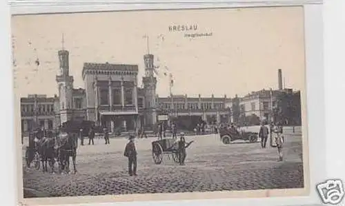 34858 Ak Breslau Hauptbahnhof mit Verkehr 1909