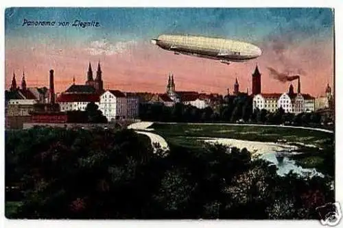 28905 Ak Panorama von Liegnitz mit Zeppelin um 1930