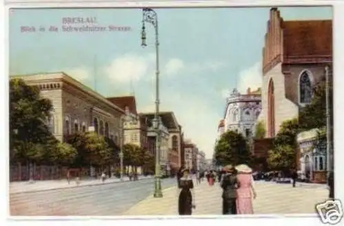 31909 Ak Breslau Blick in die Schweidnitzer Straße 1910