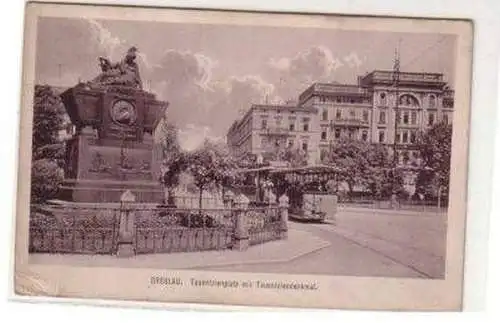 24786 Ak Breslau Tauentzienplatz mit Denkmal 1906