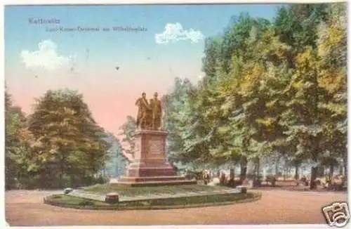 26831 Ak Kattowitz 2 Kaiser Denkmal am Wilhelmsplatz