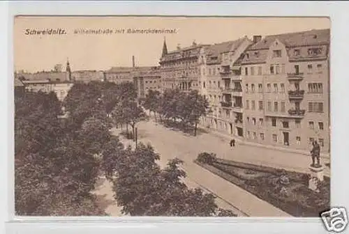 24652 Ak Schweidnitz Wilhelmstraße mit Bismarckdenkmal