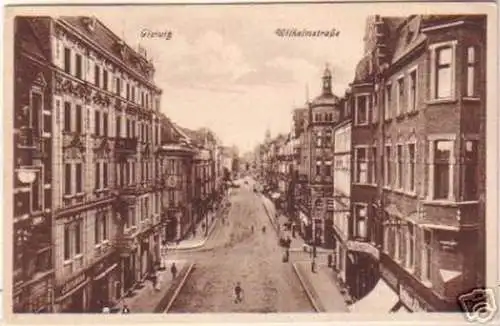 16972 Ak Gleiwitz Wilhelmstraße mit Geschäften 1928