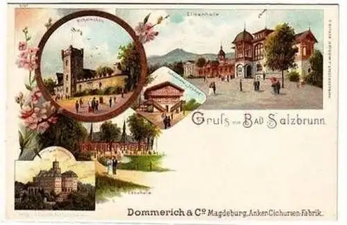 18840 Reklame Ak Lithographie Gruß aus Bad Salzbrunn um 1900