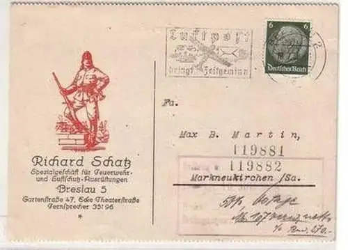 12786 Reklame Ak Breslau Firma Richard Schatz 1938