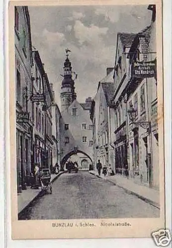 04077 Ak Bunzlau in Schlesien Nicolaistraße 1919