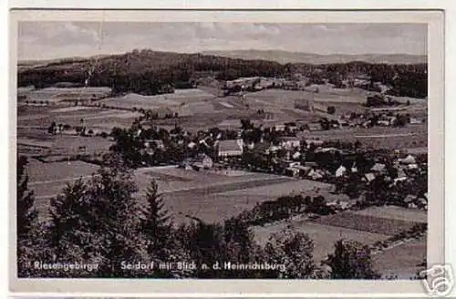 04484 Ak Riesengebirge Seidorf mit Blick Heinrichsburg