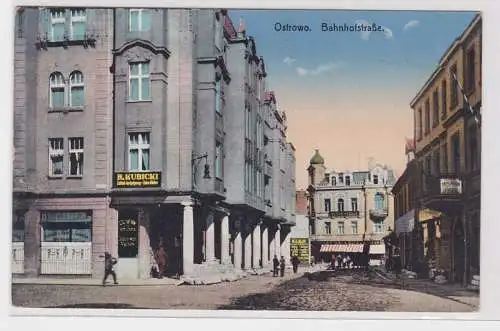 92731 Feldpost Ak Ostrowo Bez. Posen Bahnhofstrasse 1916