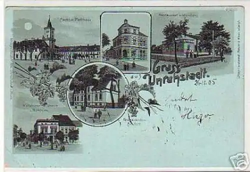 08180 Mondscheinkarte Gruß aus Unruhstadt 1905