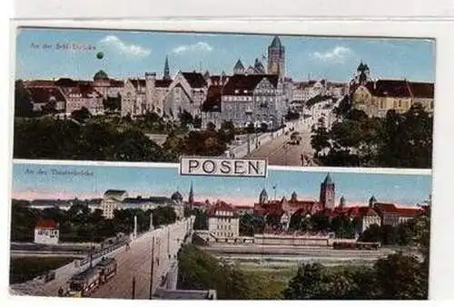 51246 Feldpost Ak Posen Schloßbrücke und Theaterbrücke 1916