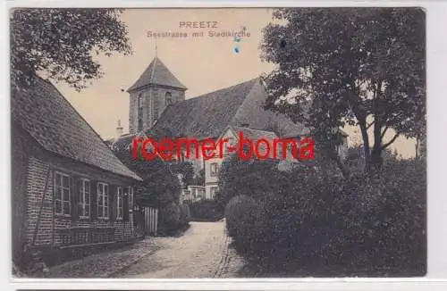 83458 Ak Preetz Seestrasse mit Stadtkirche 1909