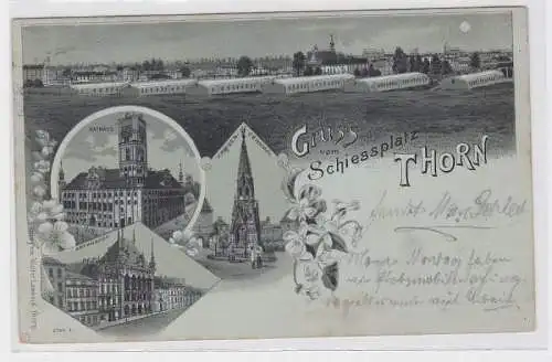 90922 Mondscheinkarte Gruß vom Schießplatz Thorn 1899