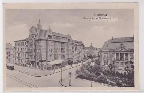 93551 AK Bromberg Bydgoszcz - Danziger und Bismarckstraße mit Café & Atelier