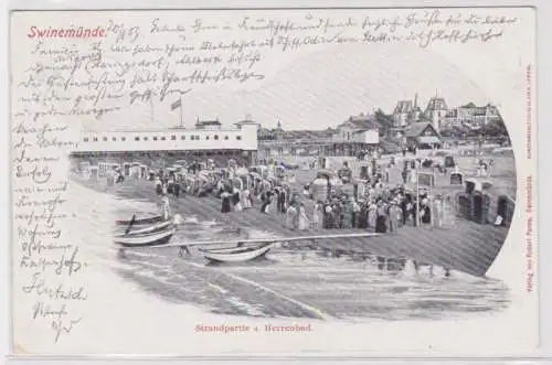 93987 Ak Swinemünde Strandpartie und Herrenbad 1903