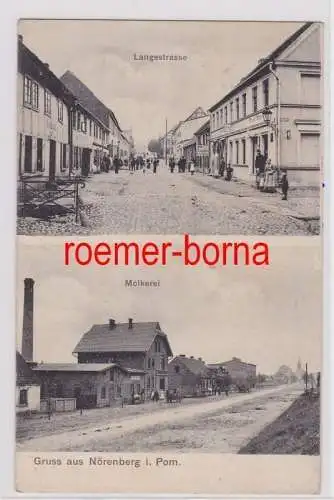 83347 Mehrbild Ak Gruß aus Nörenberg in Pommern Langestraße, Molkerei 1907