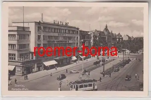 73284 Ak Stettin Paradeplatz Deutsches Familienkaufhaus DEFAKA um 1940