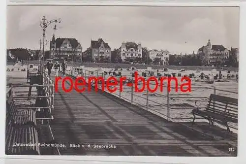 73477 Ak Ostseebad Swinemünde Swinoujscie Blick v.d. Seebrücke 1930