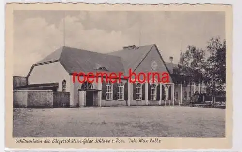 84201 Ak Schlawe Slawno in Pommern Schützenheim der Bürgerschützen Gilde um 1930