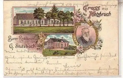 60058 Ak Lithographie Gruß aus Netzbruch Buren Restaurant von G. Stutzbach 1904