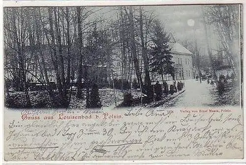 60641 Mondscheinkarte Gruß aus Louisenbad bei Polzin 1898