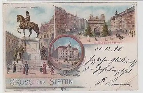 61624 Ak Lithographie Gruss aus Stettin 1898