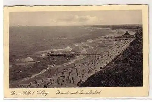 53217 Ak Seebad Kolberg Strand mit Familienbad 1935