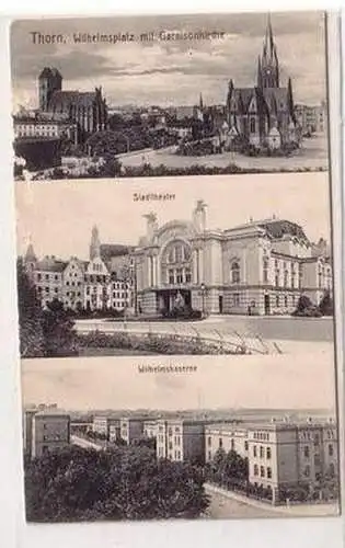 54370 Mehrbild Ak Thorn Wilhelmsplatz mit Garnisionskirche 1914