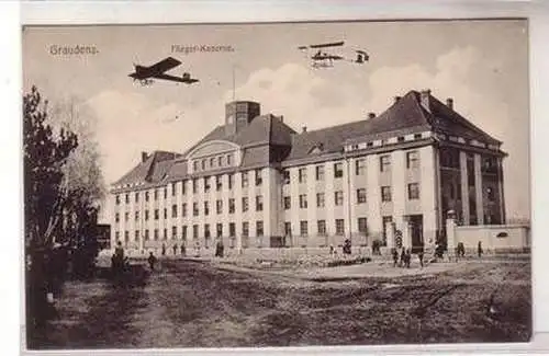 55150 Feldpost Ak Graudenz Flieger Kaserne mit 2 Flugzeugen 1915