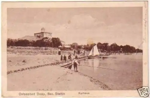 21007 Ak Ostseebad Deep Bez.Stettin Kurhaus 1928