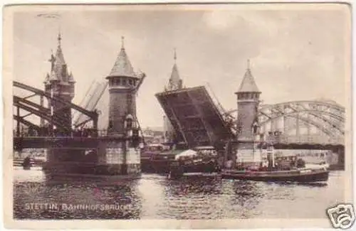 21557 Ak Stettin in Pommern Bahnhofsbrücke 1928