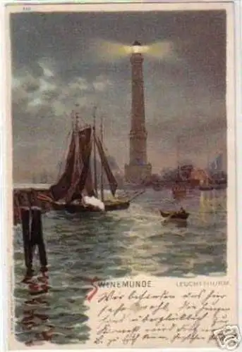 11202 Ak Lithographie Swinemünde Leuchtturm 1903