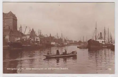 95438 Ak Königsberg in Pr. alter Innenhafen an der grünen Brücke um 1930