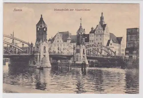 06524 Ak Stettin Hansabrücke mit Hauptzollamt 1918