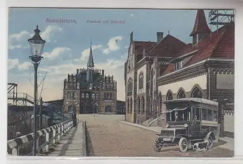 68035 Ak Nowe Skalmierzyce Skalmierschütz Postamt und Bahnhof 1917