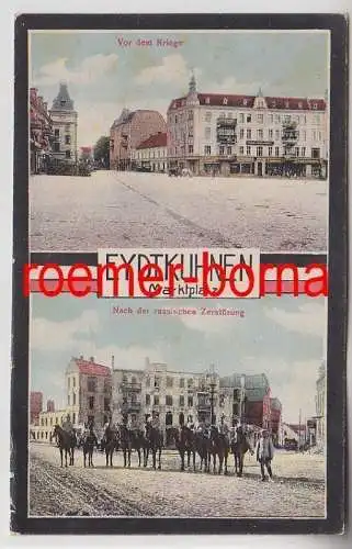 73183 Mehrbild Feldpost Ak Eydtkuhnen Tschernyschewskoje Marktplatz 1915